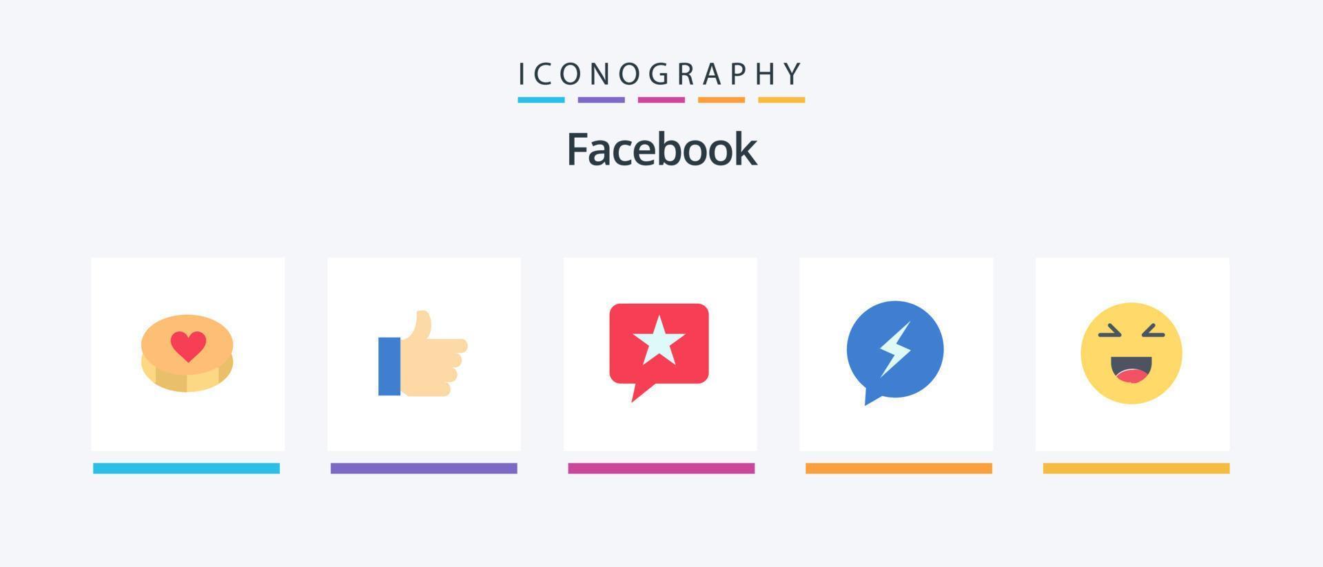 Facebook Flat 5 Icon Pack Including emoji. power. chat. chating. chat. Creative Icons Design vector