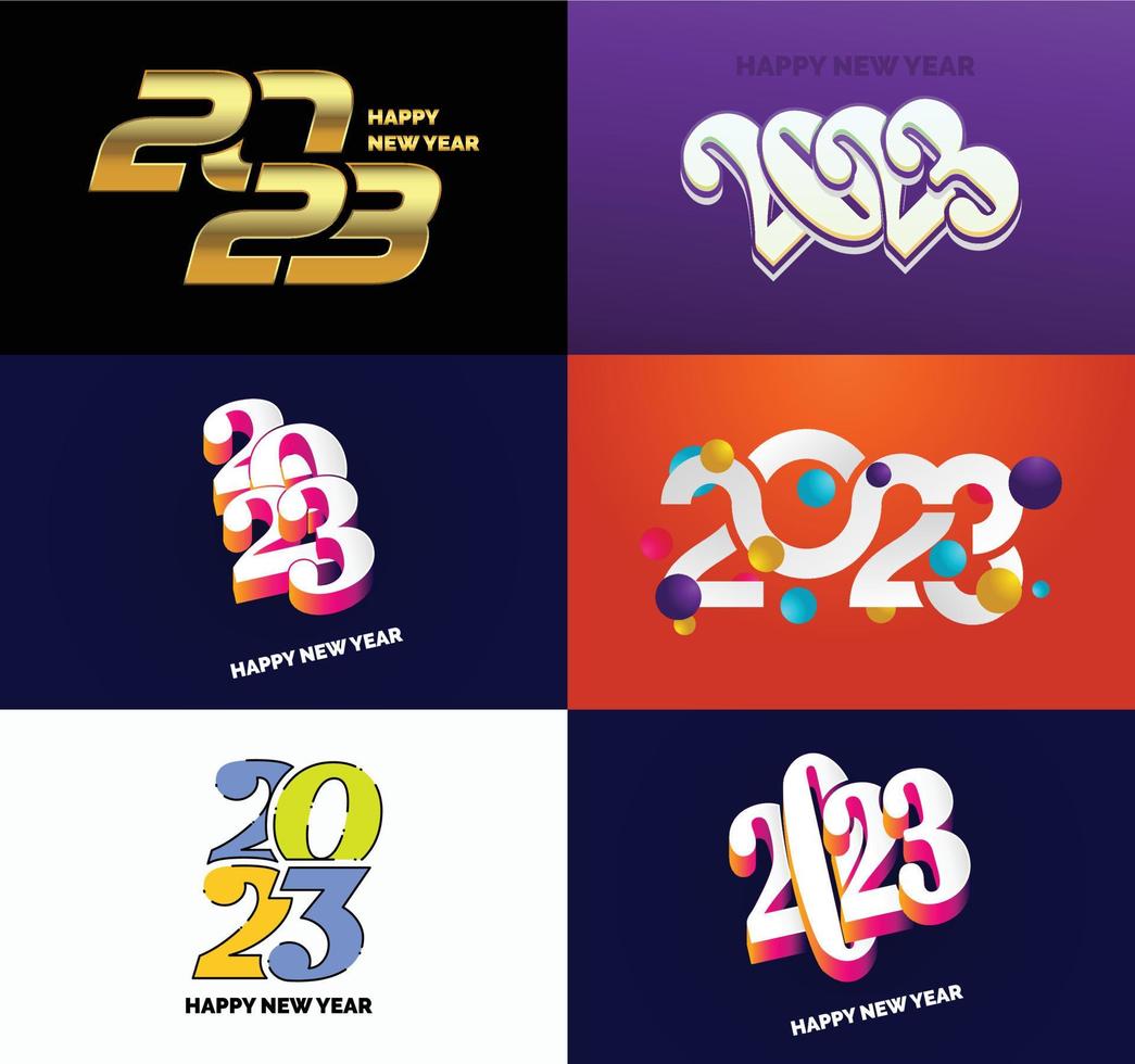 Big Set of 2023 Happy New Year logo text design 2023 number design template vector