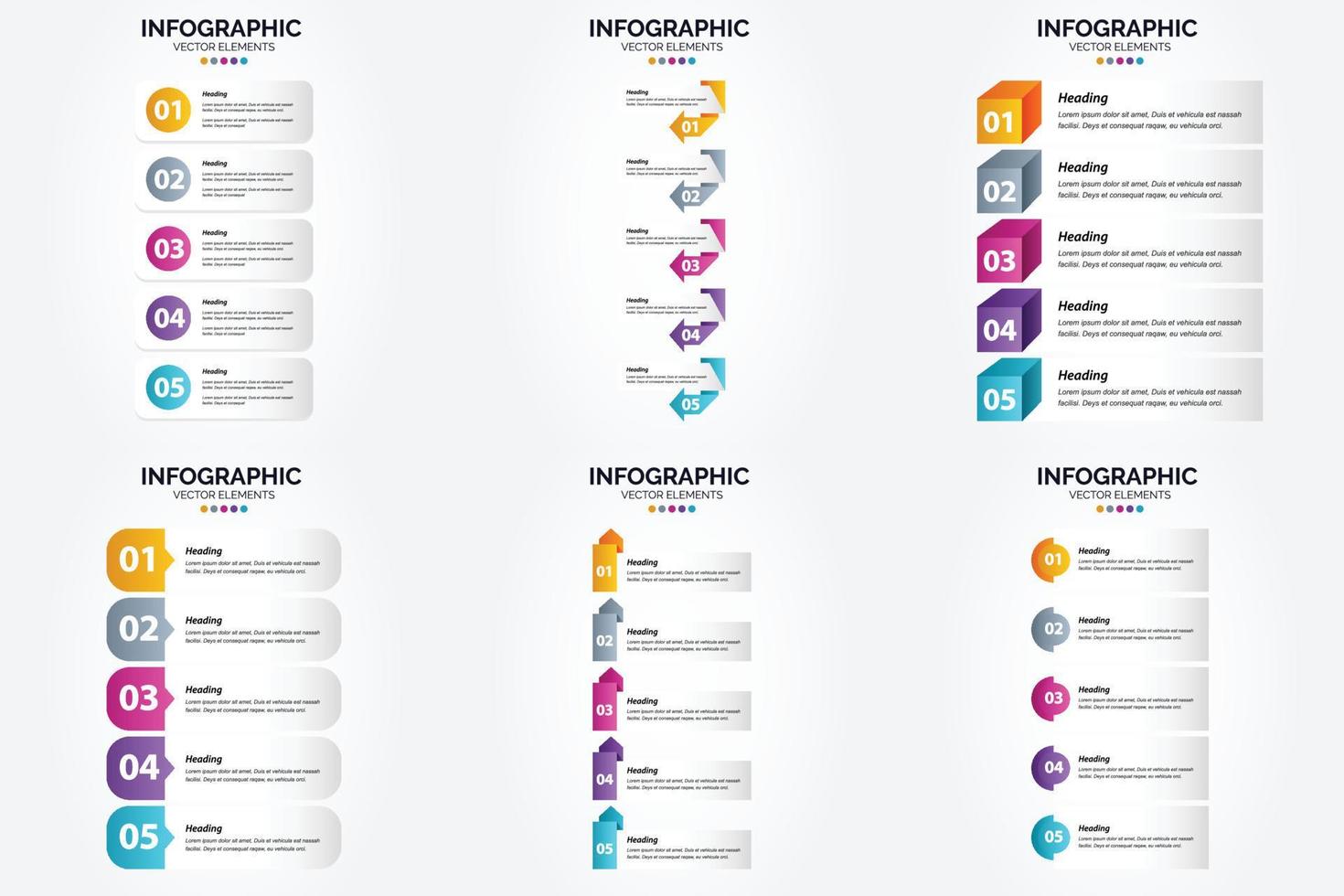 These vector infographics are ideal for advertising in a brochure. flyer. or magazine.