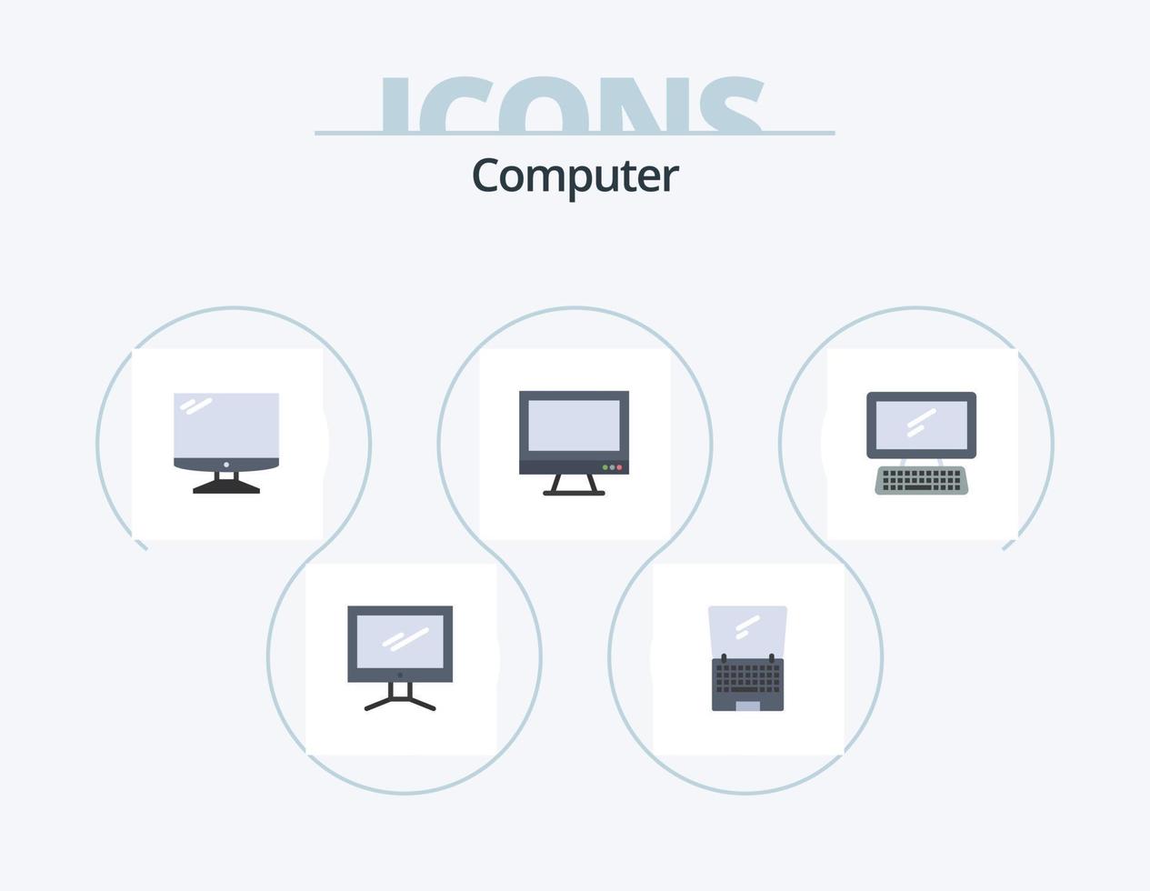 Computer Flat Icon Pack 5 Icon Design. . . laptop. pc. device vector