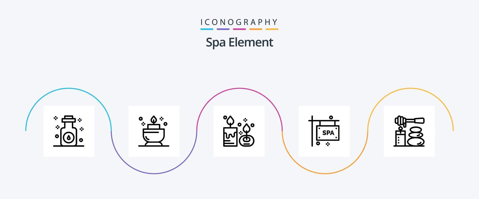 Spa Element Line 5 Icon Pack Including relax. spa sign board. aroma candle. spa. board vector