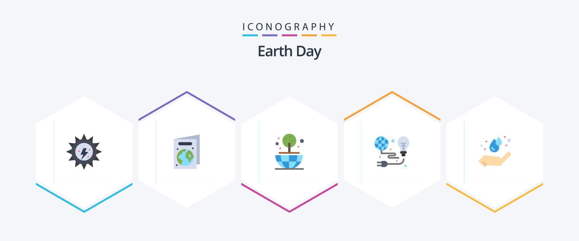 Earth Day 25 Flat icon pack including energy. earth day. globe. bulb. light vector