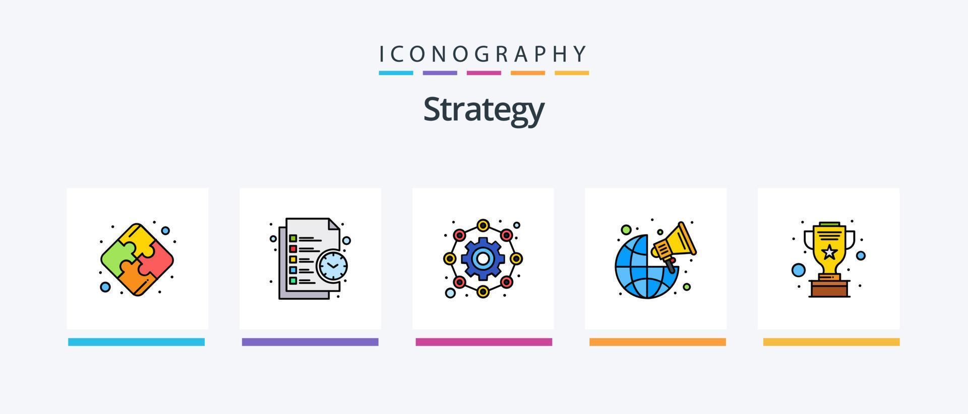 Strategy Line Filled 5 Icon Pack Including worldwide. global. climb. broadcast. options. Creative Icons Design vector