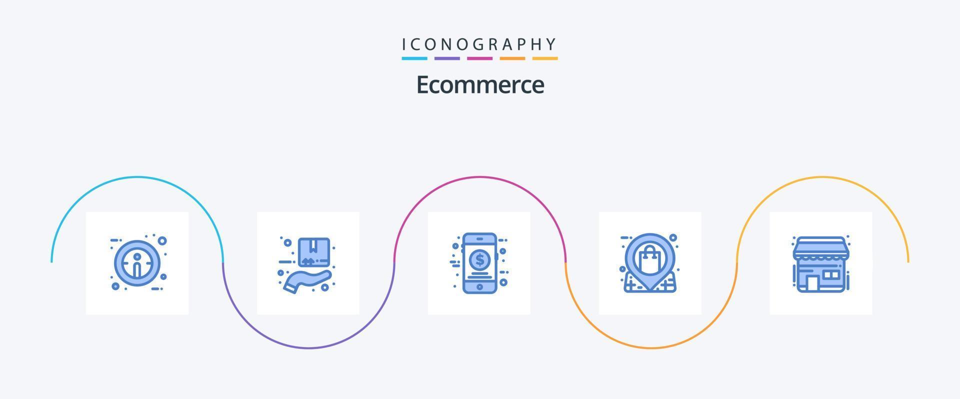 paquete de iconos de comercio electrónico azul 5 que incluye comercio electrónico. almacenar. dinero. comercio. mercado vector