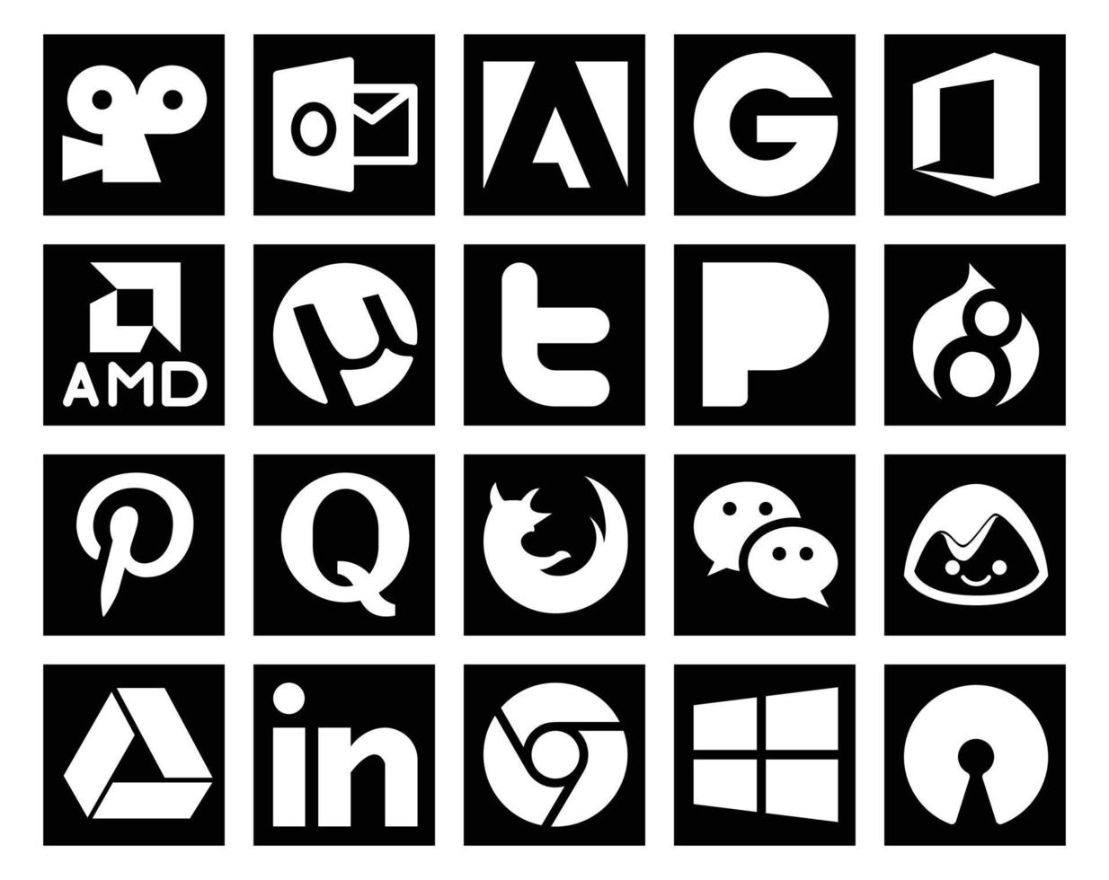 20 Social Media Icon Pack Including messenger browser tweet firefox quora vector