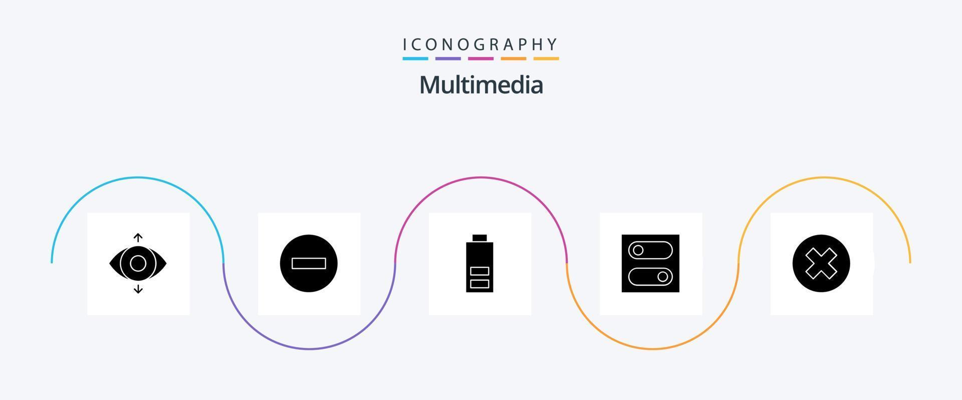 paquete de iconos de glifo multimedia 5 que incluye eliminar. borrar. batería. cerca. cambiar vector