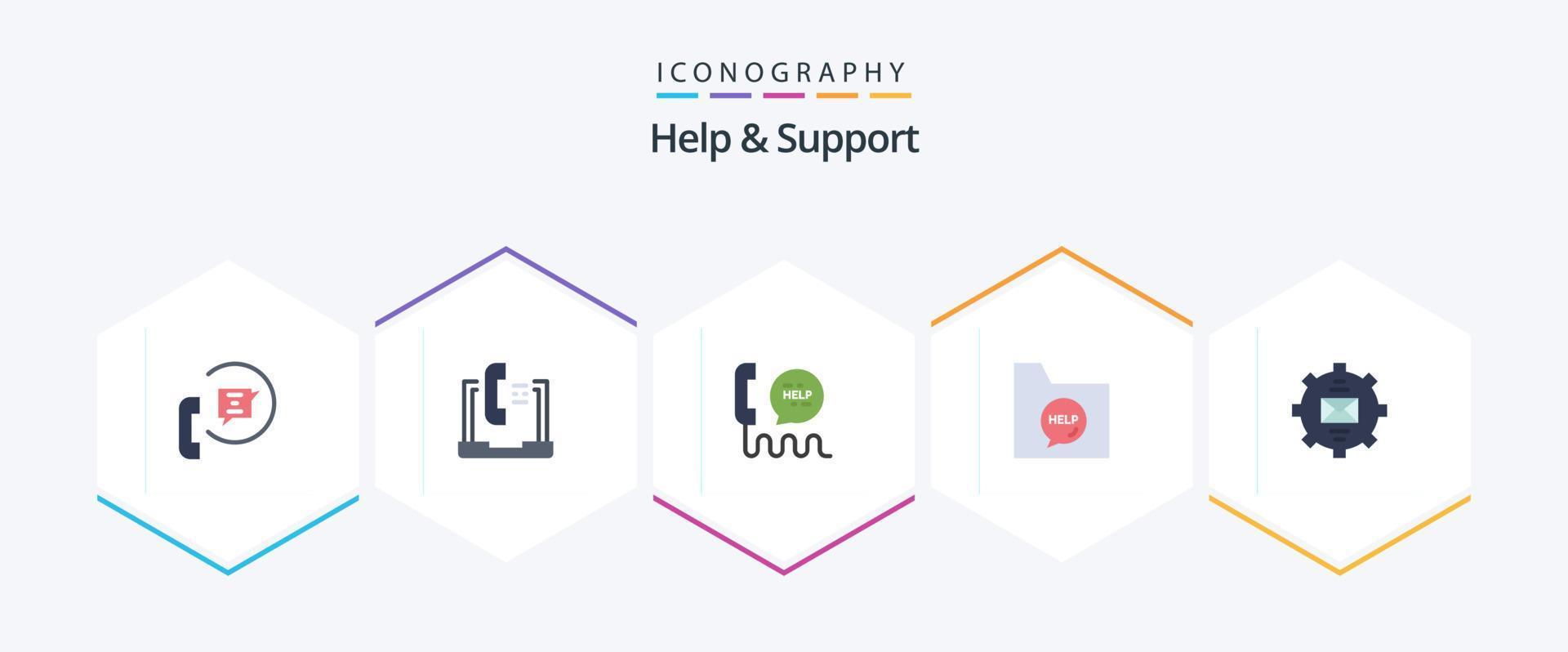 Help And Support 25 Flat icon pack including document. communication. laptop. help. communication vector