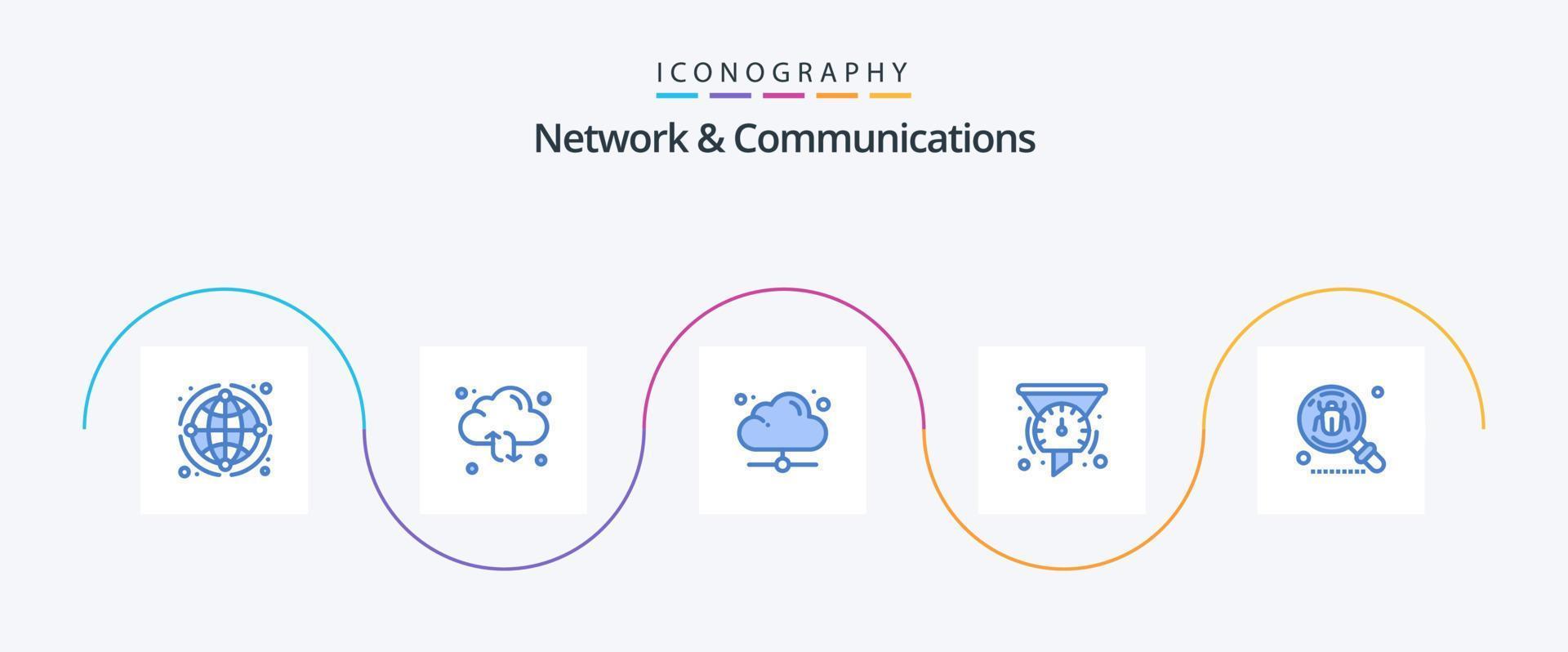 Network And Communications Blue 5 Icon Pack Including speedometer. filters. arrow. filter. share vector