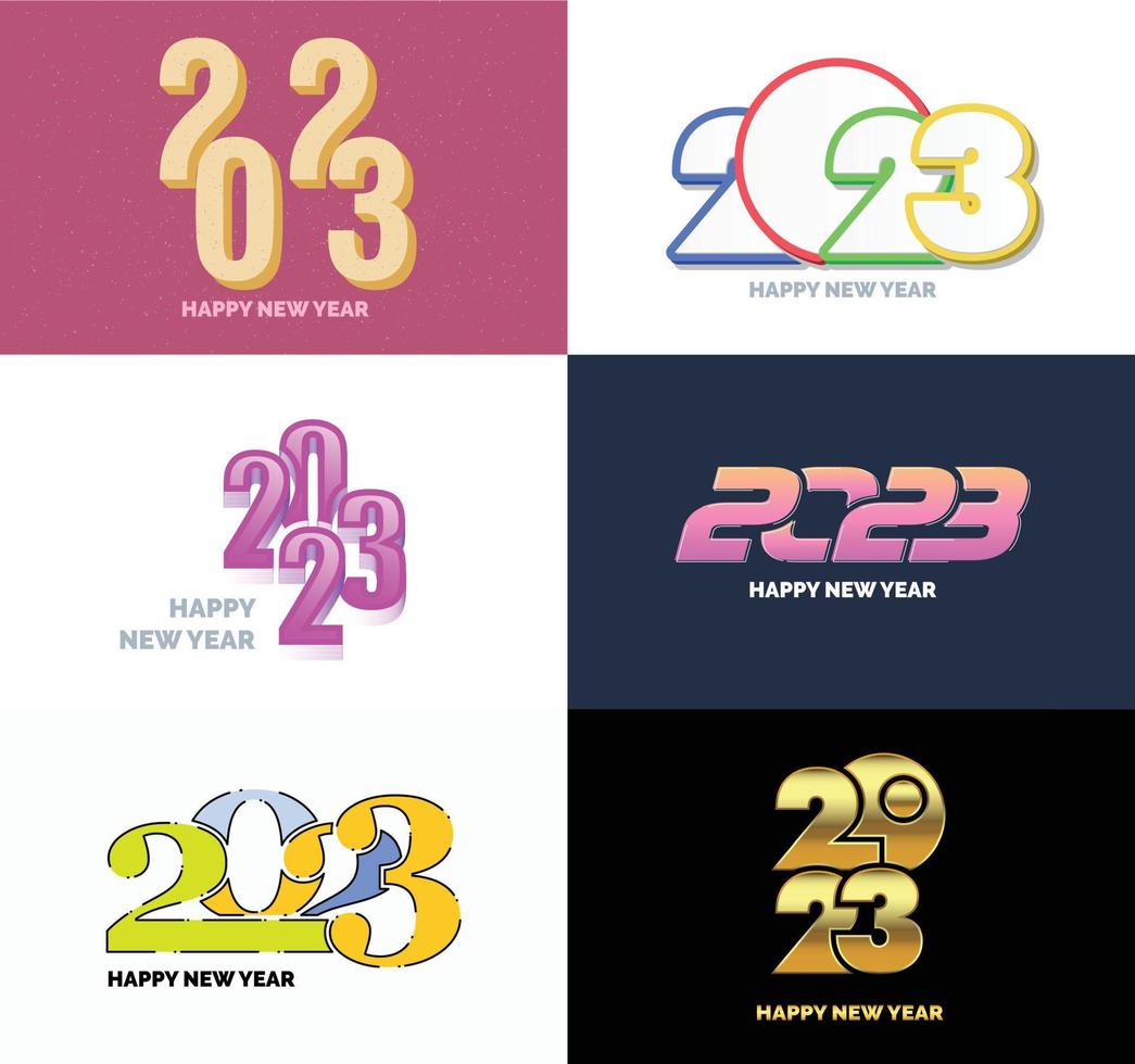 Big Collection of 2023 Happy New Year symbols Cover of business diary for 2023 with wishes vector
