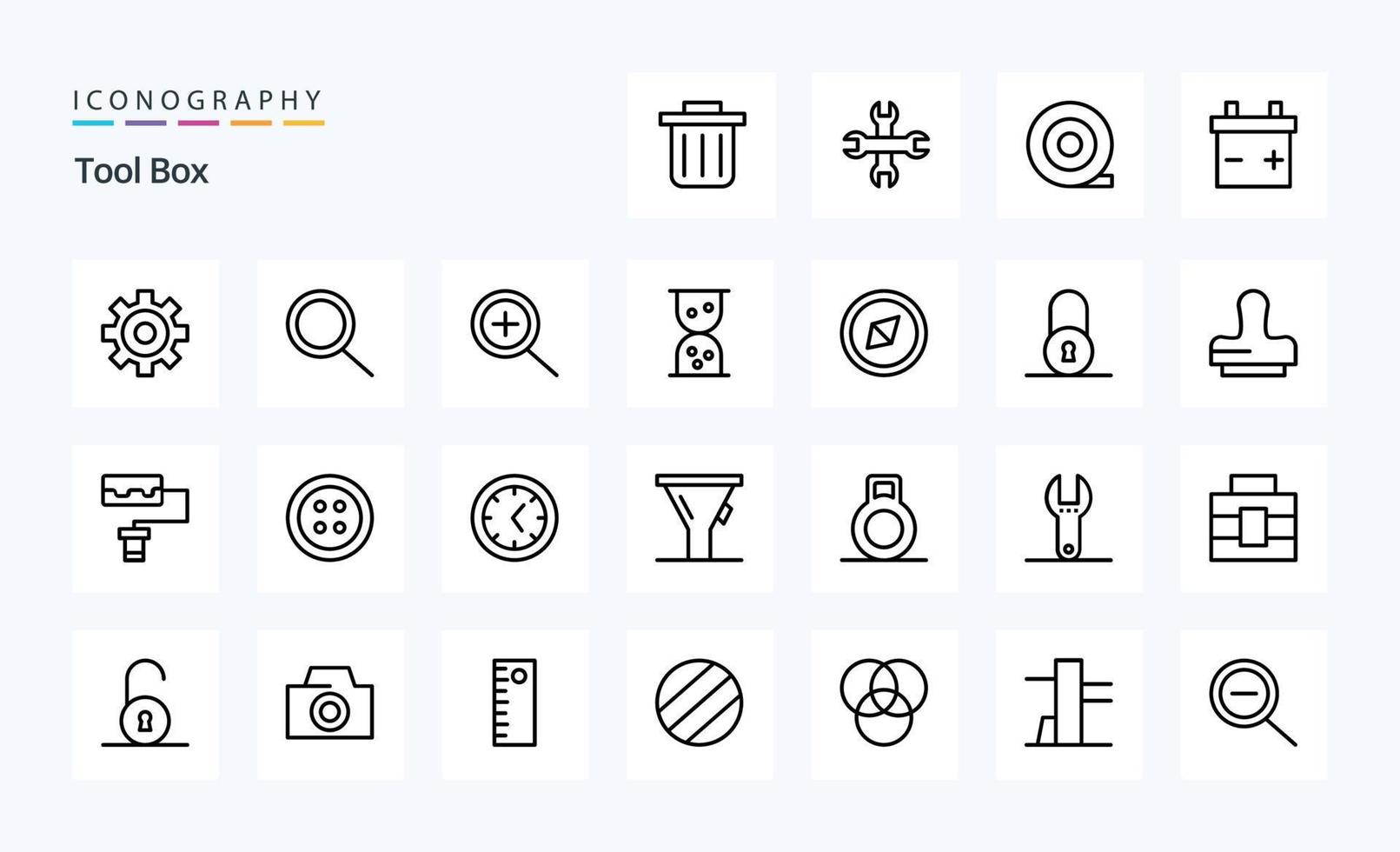 paquete de iconos de línea de 25 herramientas vector