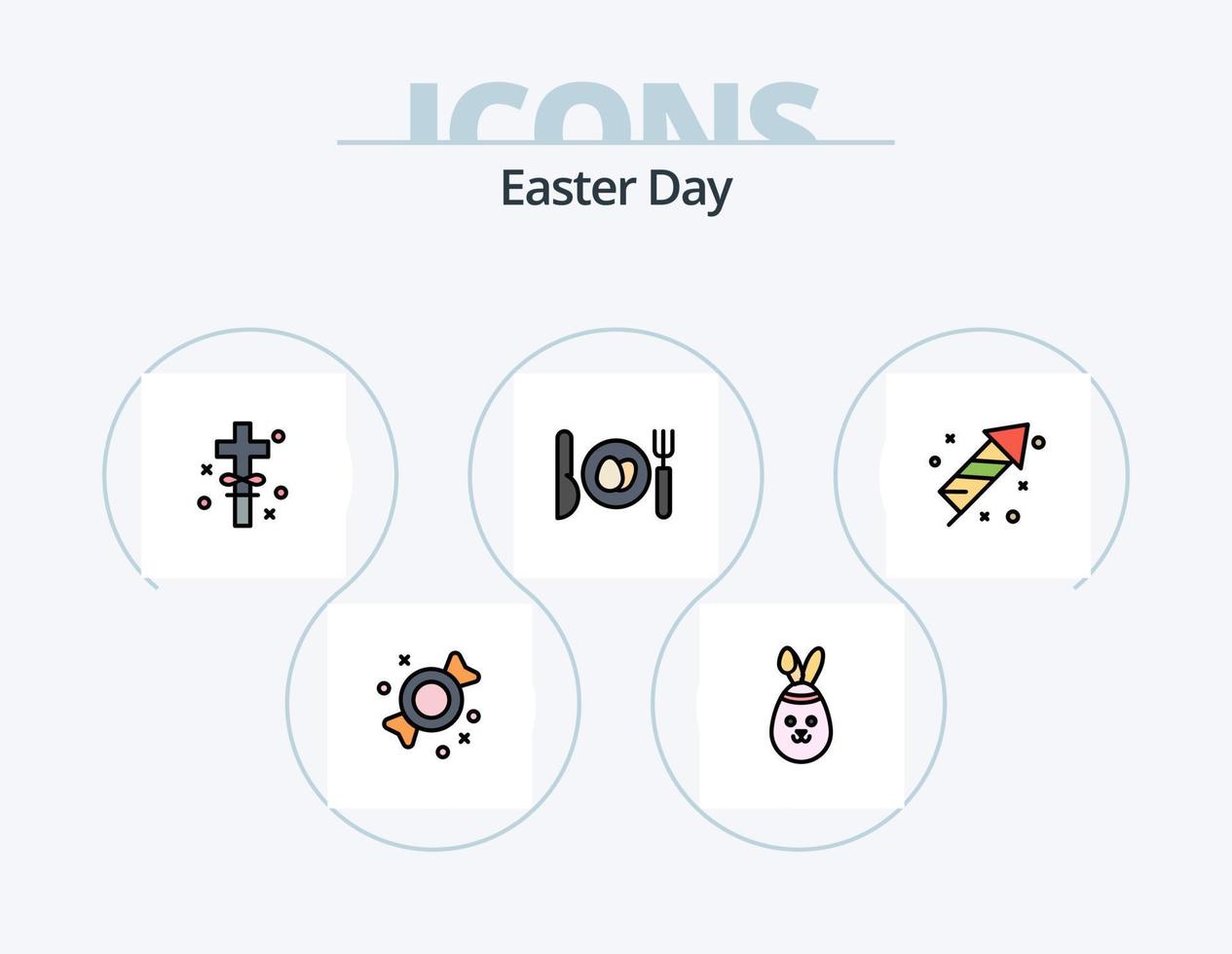 paquete de iconos llenos de línea de pascua 5 diseño de iconos. Pascua de Resurrección. fruta. postre. cereza. dulce vector