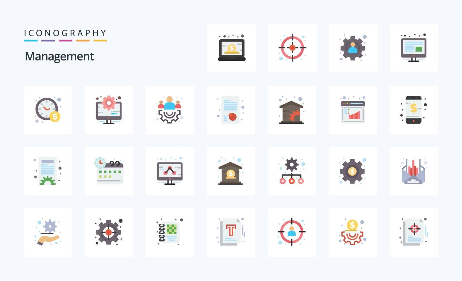 25 Management Flat color icon pack vector