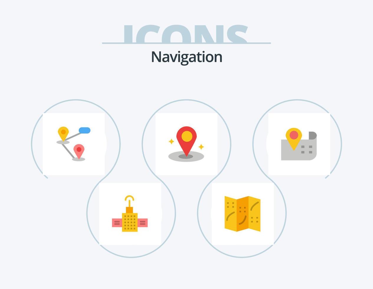 paquete de iconos planos de navegación 5 diseño de iconos. . lugar. vector