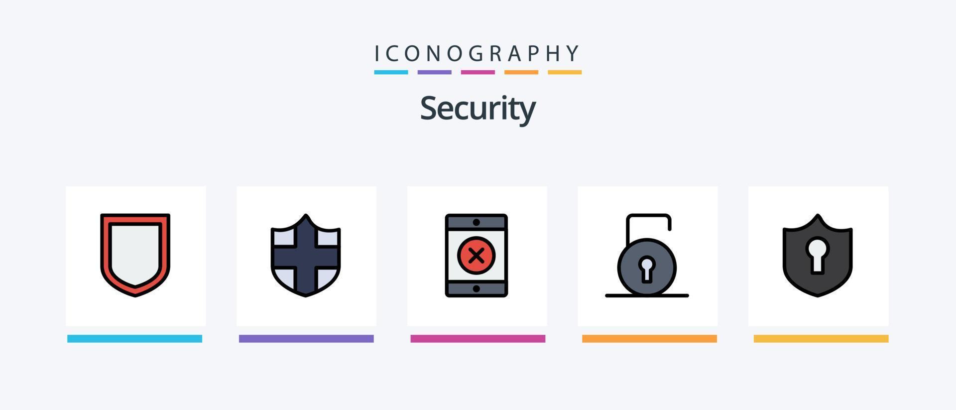 Security Line Filled 5 Icon Pack Including . shield. shield. security. protect. Creative Icons Design vector