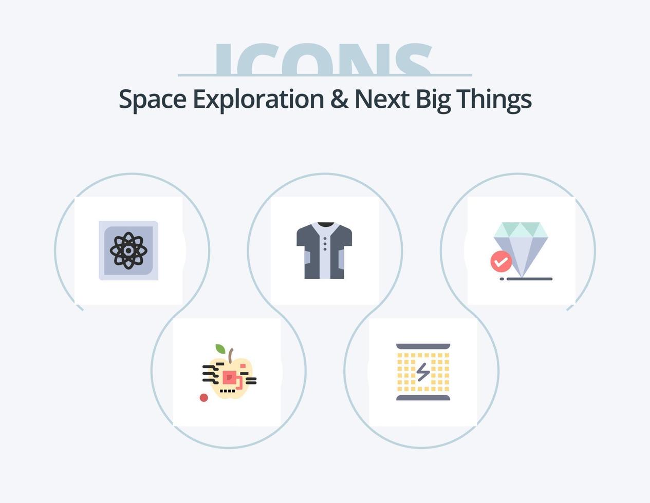 Space Exploration And Next Big Things Flat Icon Pack 5 Icon Design. digital. cloth. electromagnetic. future. computing vector