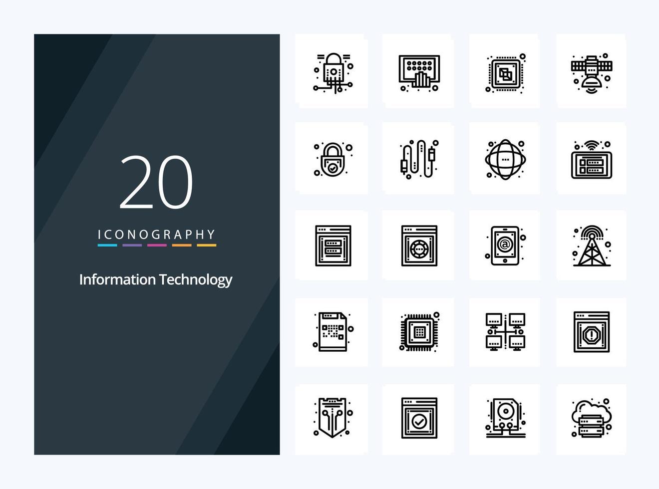 20 Information Technology Outline icon for presentation vector