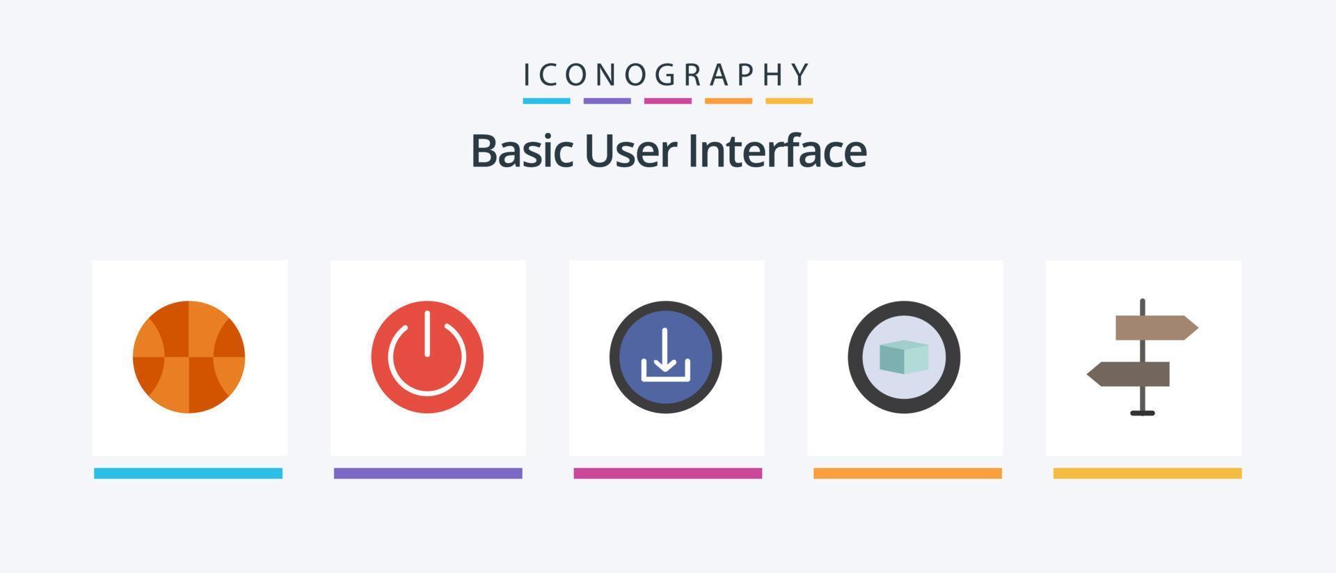 Basic Flat 5 Icon Pack Including arrow. ui. cube. interface. Creative Icons Design vector