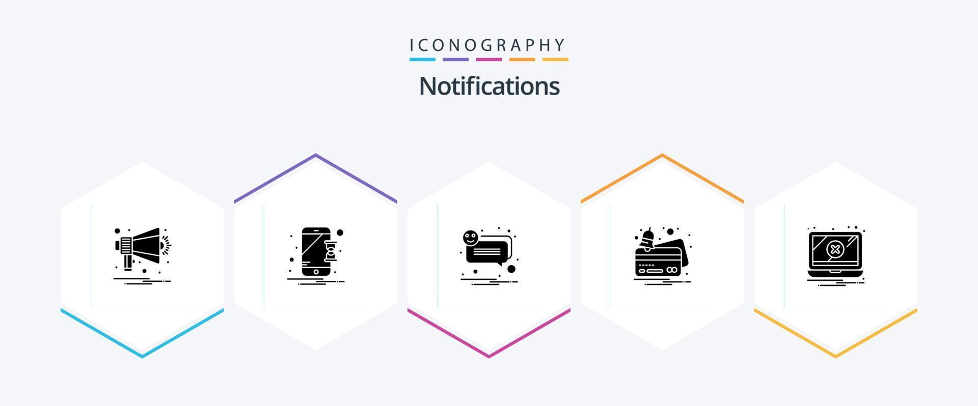 Notifications 25 Glyph icon pack including notification. payment. alert. notification. card vector