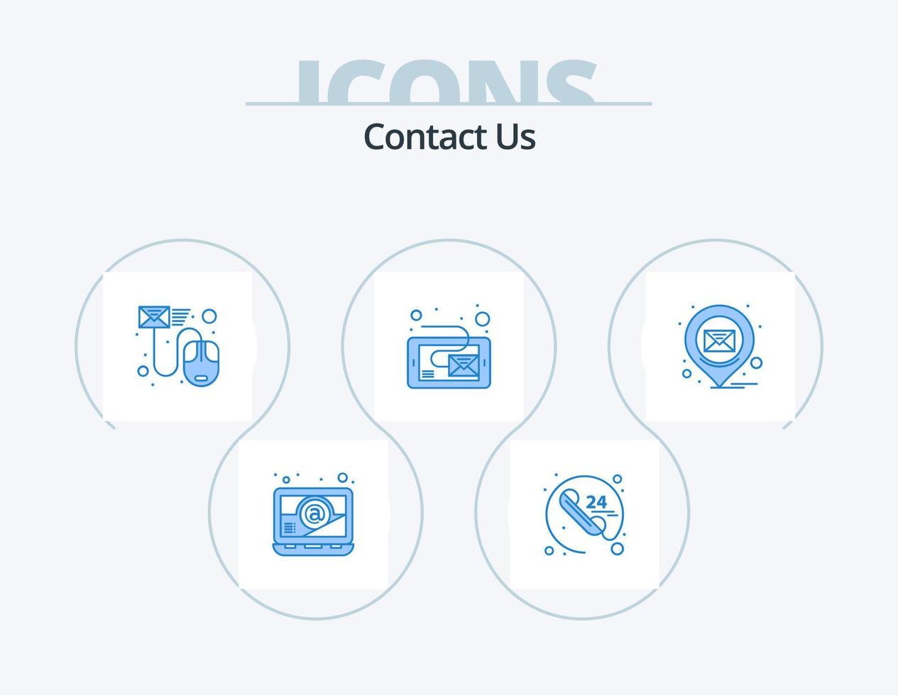 Contact Us Blue Icon Pack 5 Icon Design. location. tablet. email. message. email vector