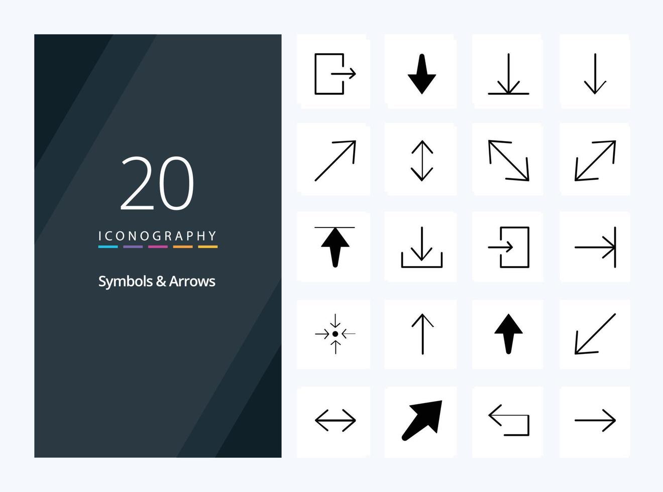 20 Symbols  Arrows Solid Glyph icon for presentation vector