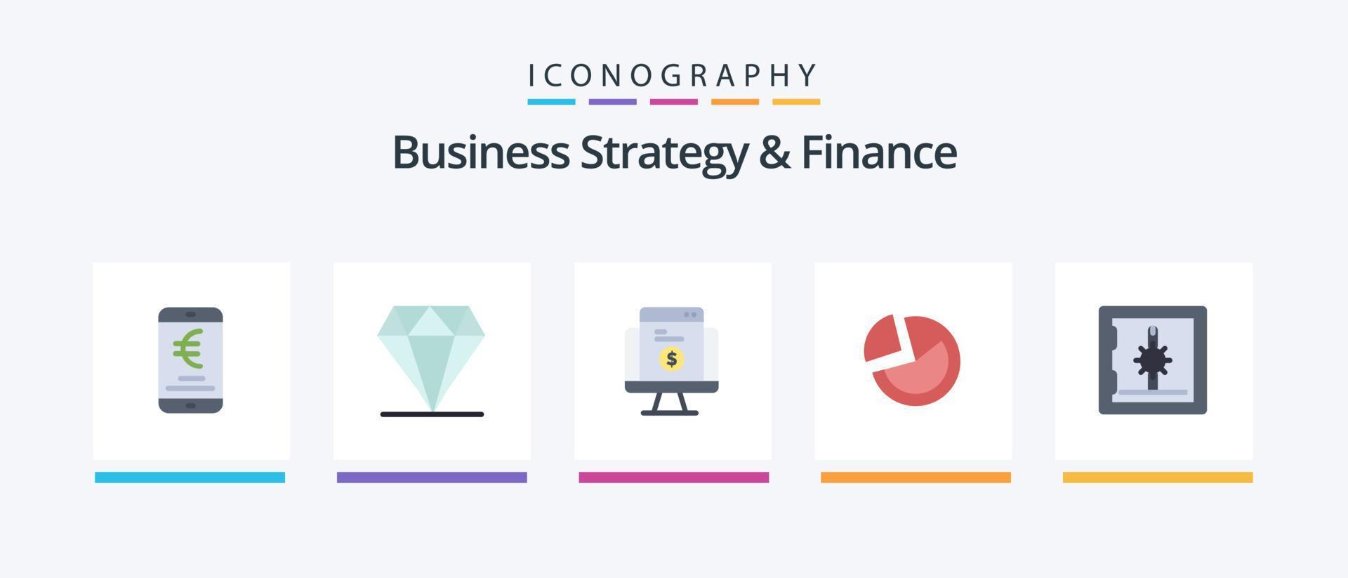 Business Strategy And Finance Flat 5 Icon Pack Including business. statistic. expensive. pie chart. ecommerce. Creative Icons Design vector