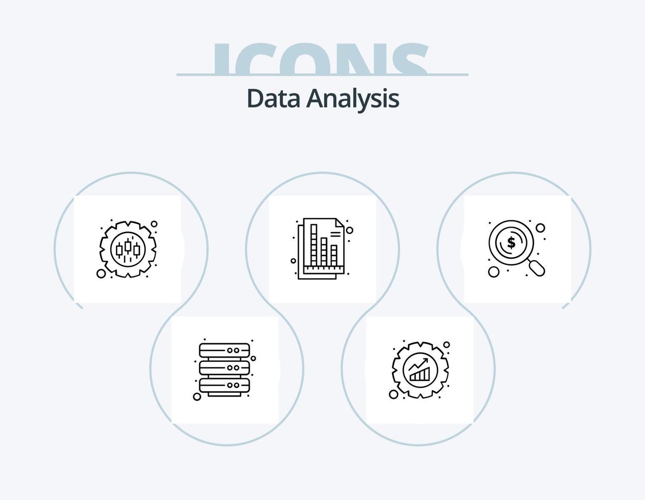 Data Analysis Line Icon Pack 5 Icon Design. cloud network. profile. security. network. seo vector