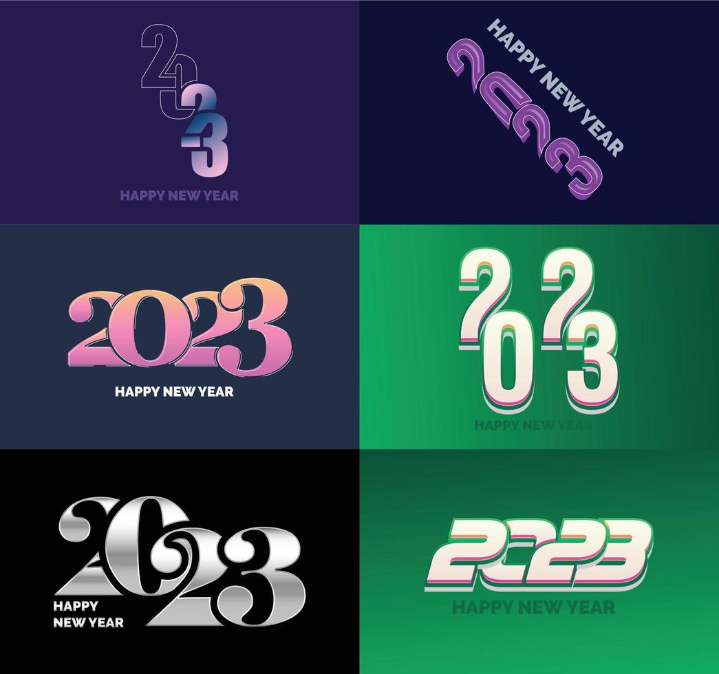 Big Set of 2023 Happy New Year logo text design 2023 number design template vector