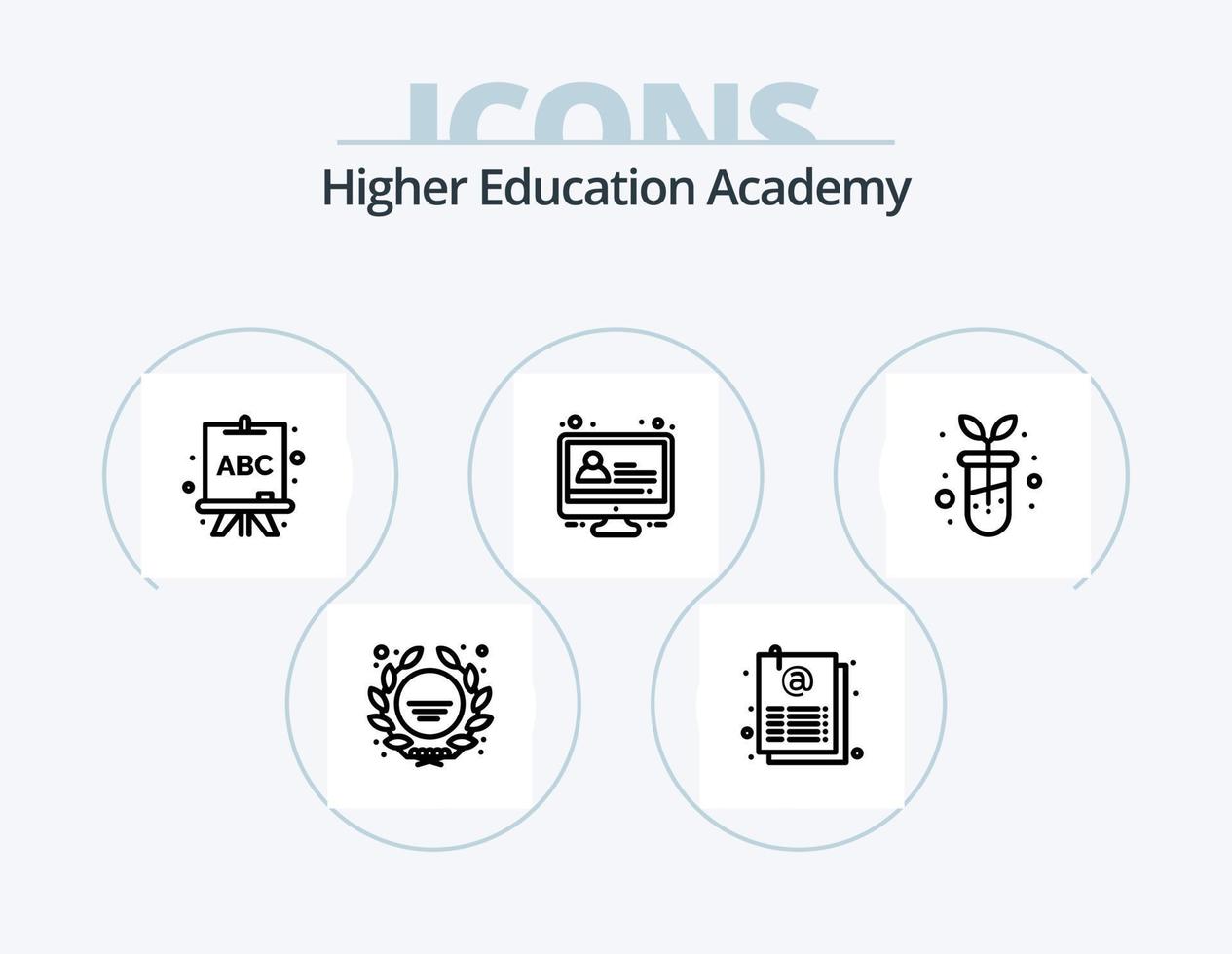 Academy Line Icon Pack 5 Icon Design. student. school. computer. page. bookshelf vector