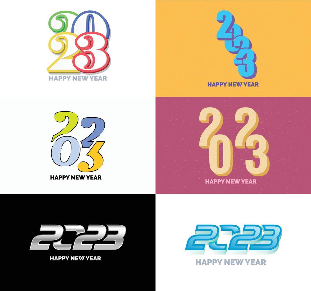 Big Collection of 2023 Happy New Year symbols Cover of business diary for 2023 with wishes vector