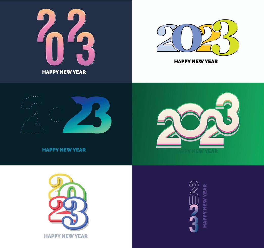 gran conjunto de 2023 feliz año nuevo diseño de texto de logotipo plantilla de diseño de número 2023 vector