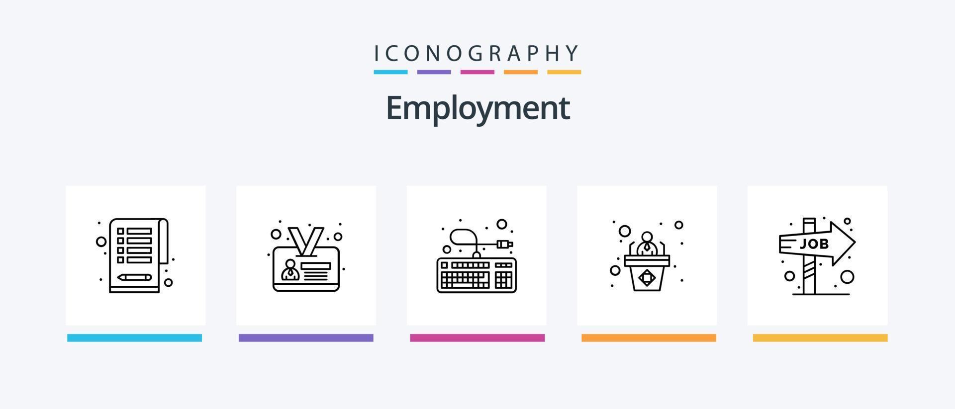 Employment Line 5 Icon Pack Including work. schedule. engineer. online job. online. Creative Icons Design vector