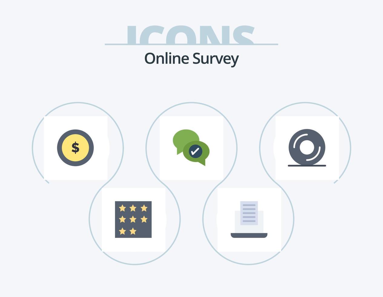 Online Survey Flat Icon Pack 5 Icon Design. dvd. chatting. business. mail. chat vector