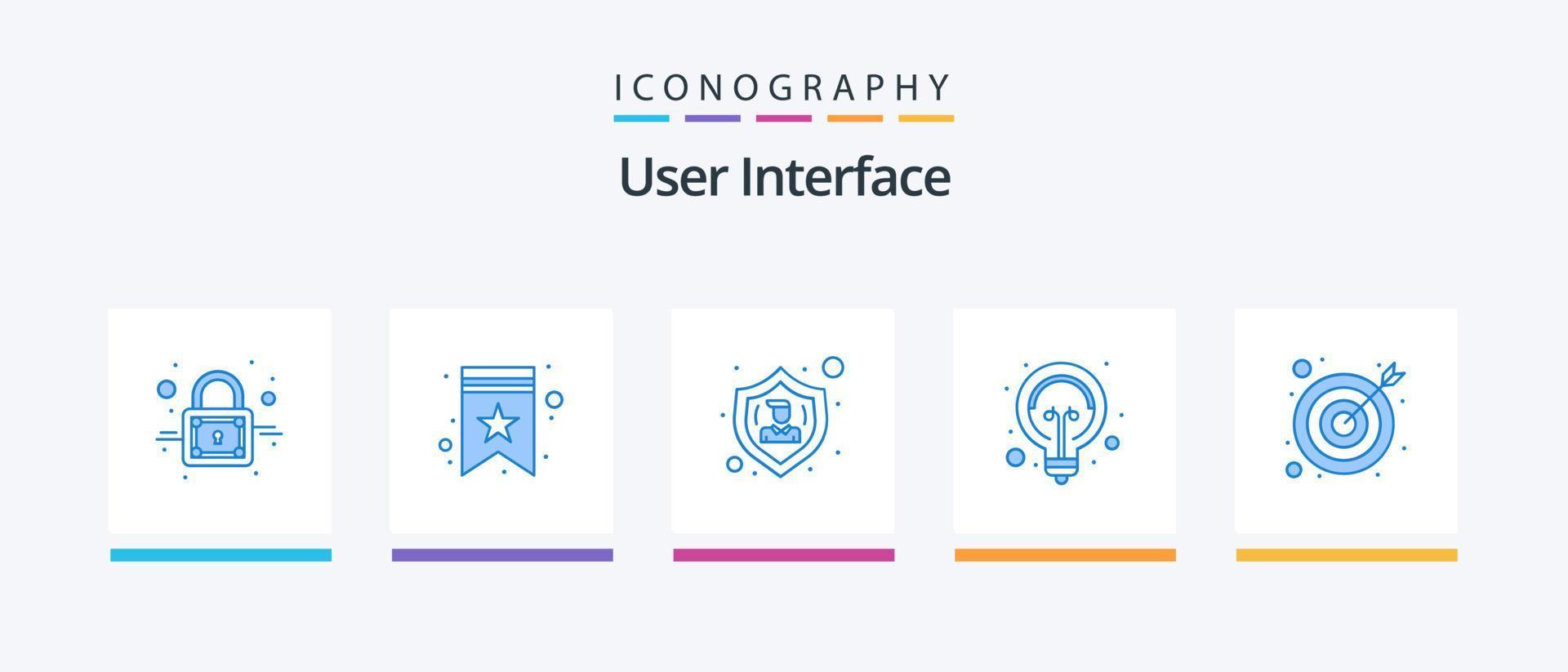 User Interface Blue 5 Icon Pack Including target. arrow. people. tips. idea. Creative Icons Design vector