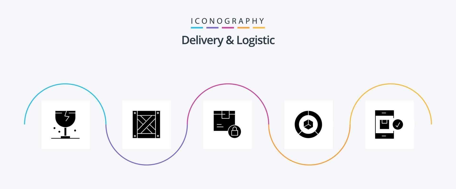 Delivery And Logistic Glyph 5 Icon Pack Including logistic. delivery. analysis. product vector