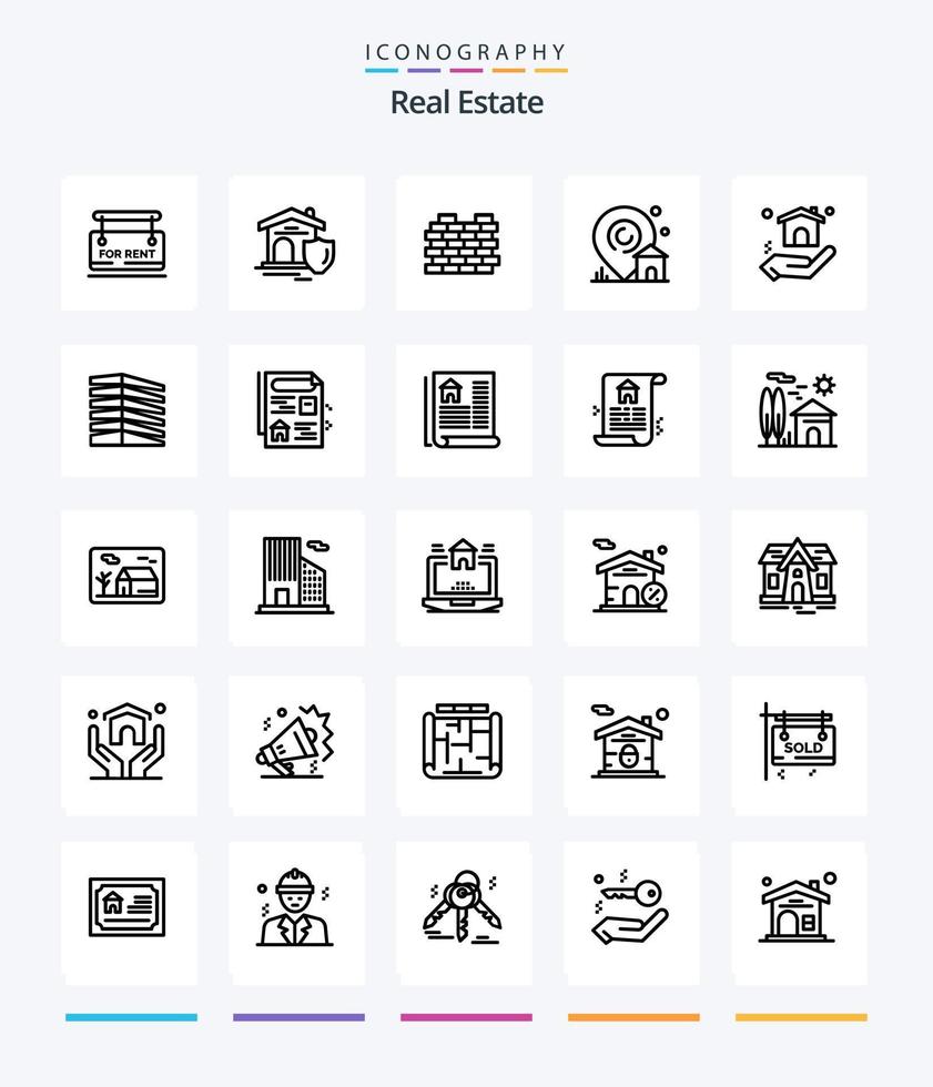 Creative Real Estate 25 OutLine icon pack  Such As building . . real . security. protection vector