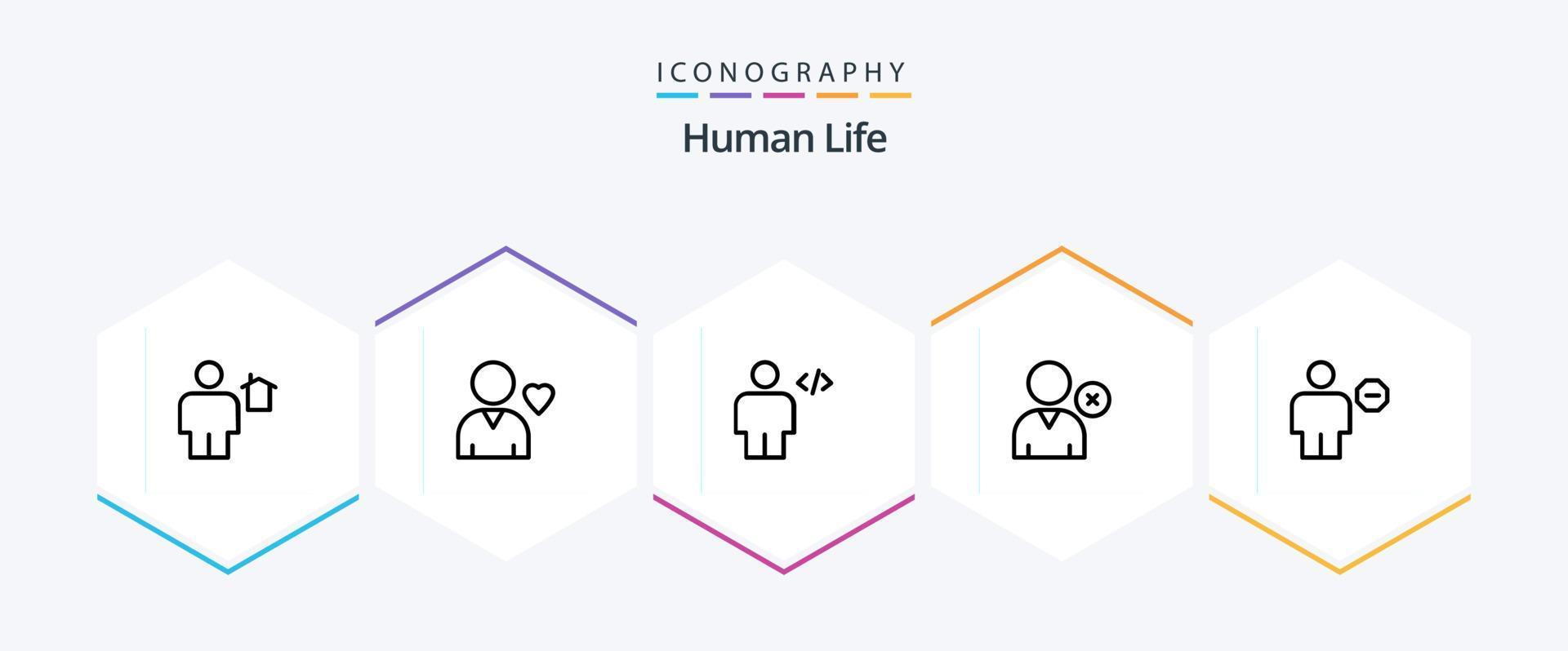 Human 25 Line icon pack including block. user. avatar. man. markup vector