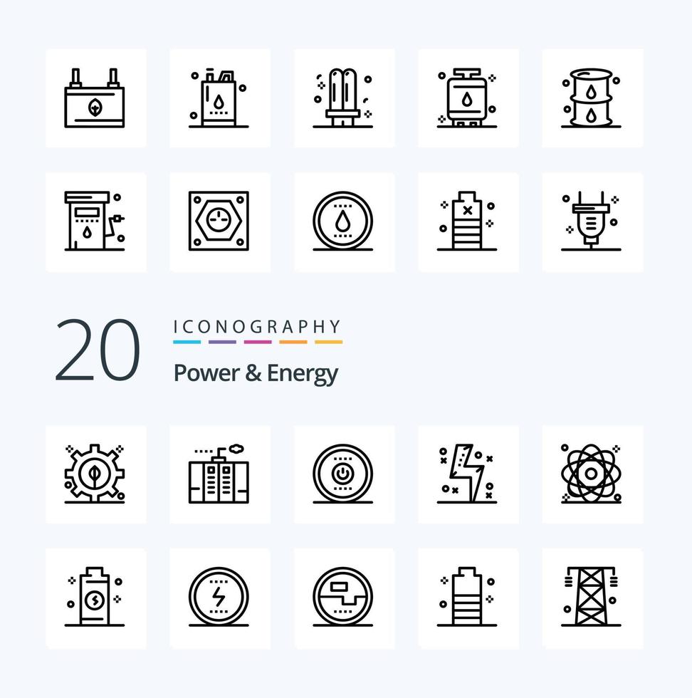20 Power And Energy Line icon Pack like atom energy computing electricity battery vector