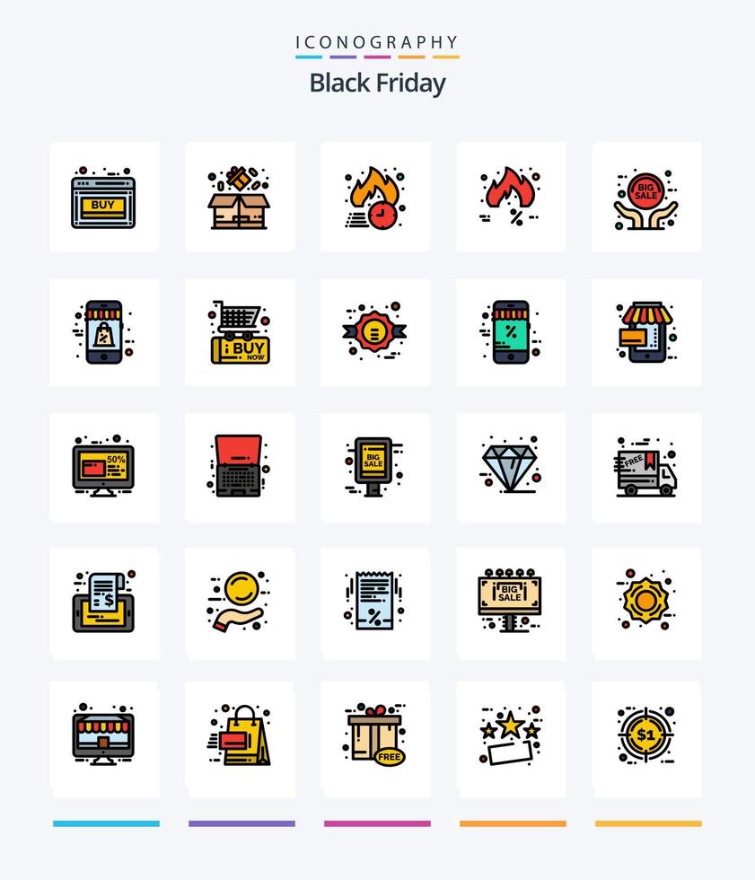 Creative Black Friday 25 Line FIlled icon pack  Such As sale. discount. sale. friday. hot vector