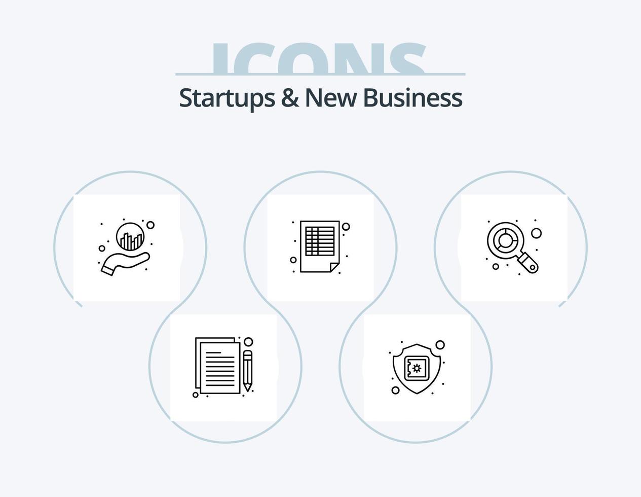 Startups And New Business Line Icon Pack 5 Icon Design. business. society. safe. group. focus vector