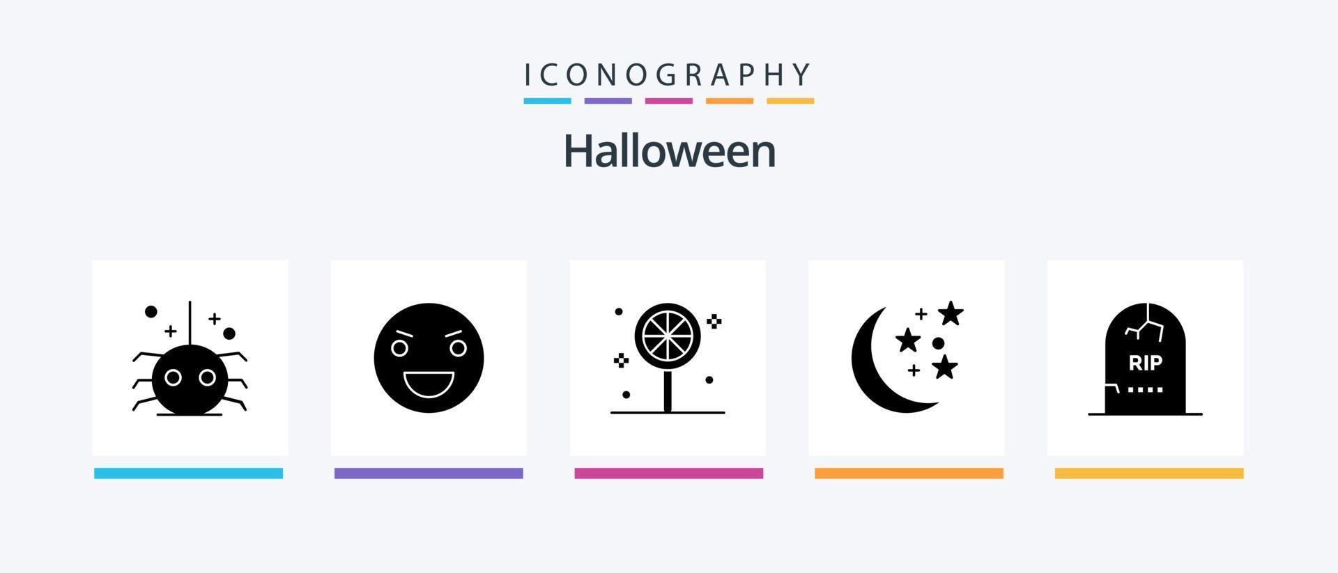 Halloween Glyph 5 Icon Pack Including gravestone. death. scary. night. halloween. Creative Icons Design vector