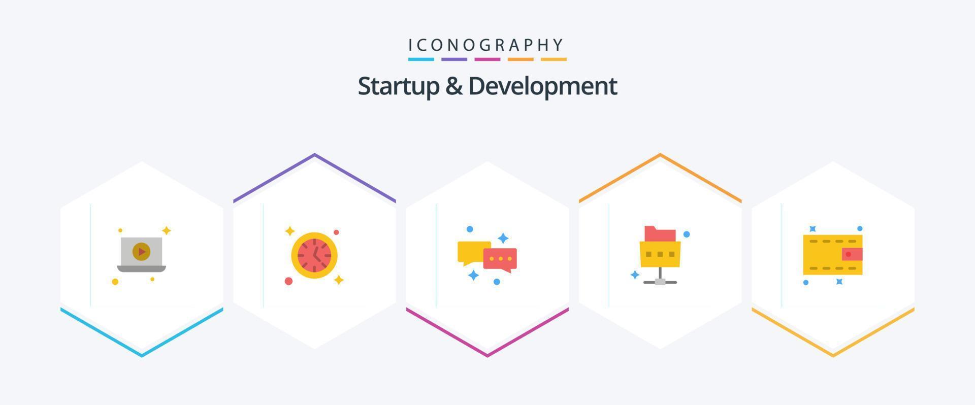 Startup And Develepment 25 Flat icon pack including . cash. mail. money. folder vector