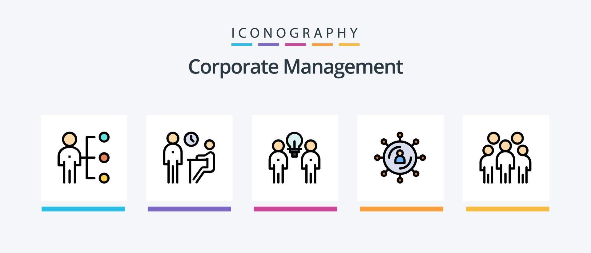 Corporate Management Line Filled 5 Icon Pack Including efficiency. chart. network. person. fired. Creative Icons Design vector