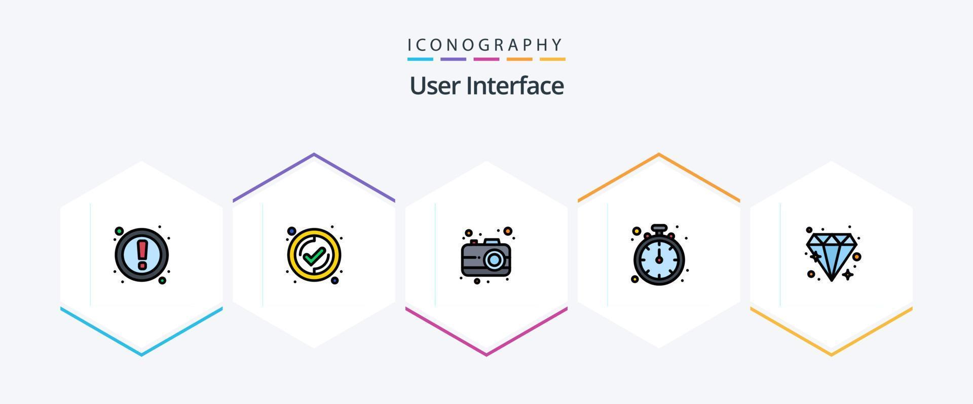 User Interface 25 FilledLine icon pack including . diamond. interface. brilliant. timer vector