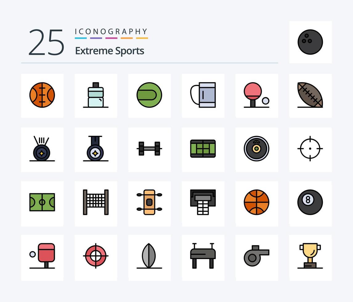 deporte paquete de iconos llenos de 25 líneas que incluye deporte. medalla. muletón. deporte. americano vector
