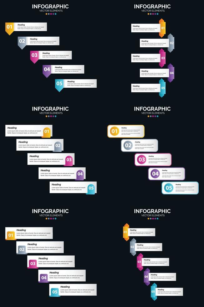 agregue un toque profesional a su presentación con nuestro paquete de infografías vectoriales 6. vector