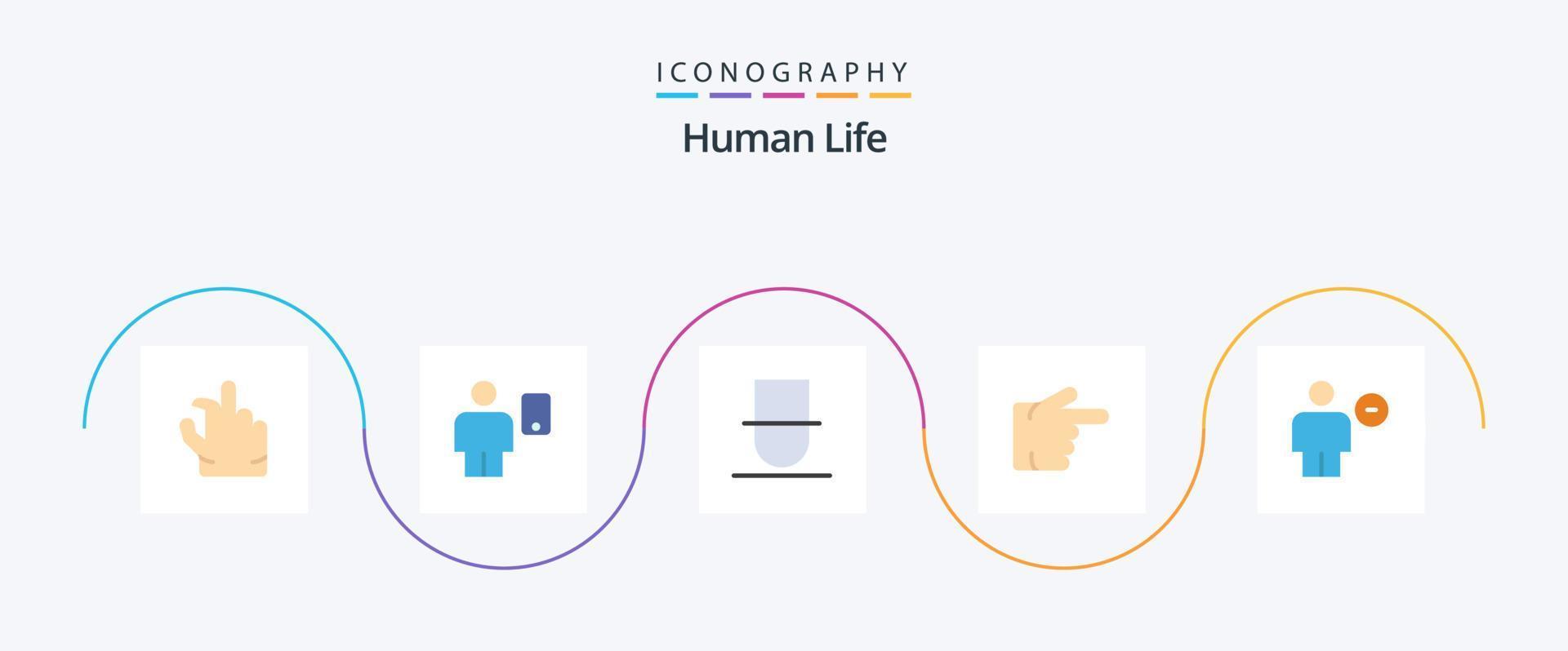 Human Flat 5 Icon Pack Including delete. avatar. gentleman. right. finger vector