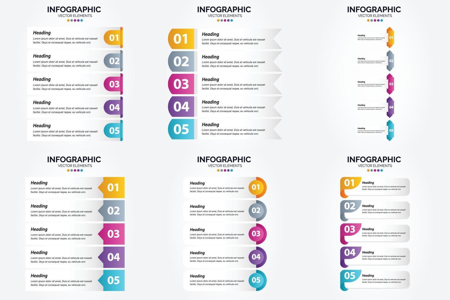 conjunto de infografías de ilustraciones vectoriales brillantes y llamativas para publicidad en folletos. volantes y revistas. vector