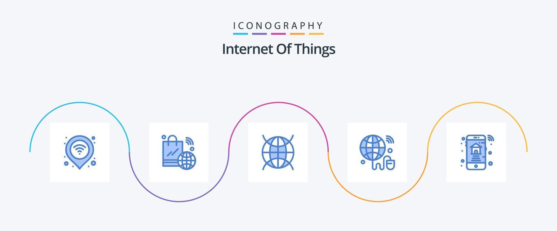 Internet Of Things Blue 5 Icon Pack Including world. iot. iot. internet of things. iot vector