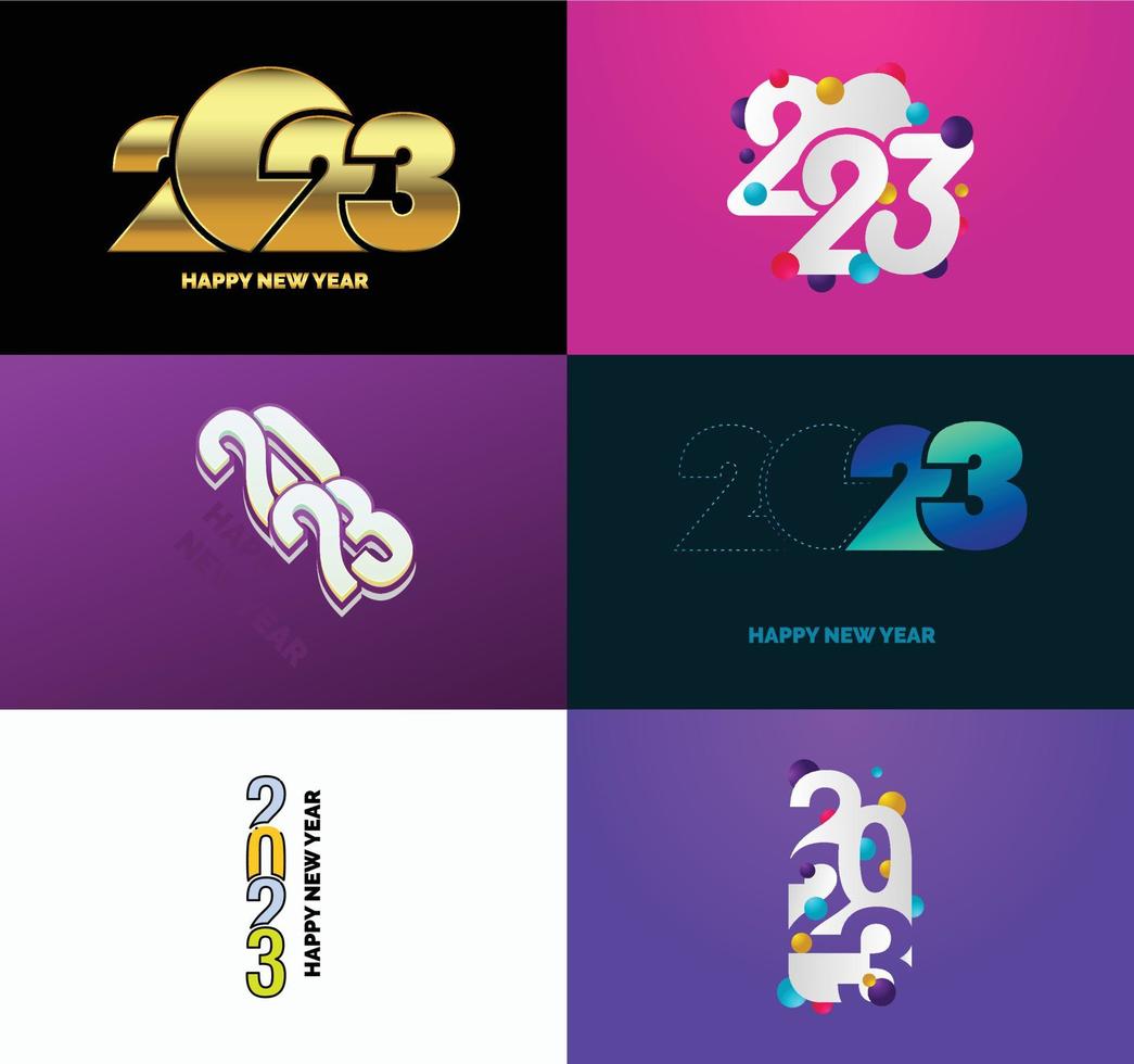 Big Collection of 2023 Happy New Year symbols Cover of business diary for 2023 with wishes vector