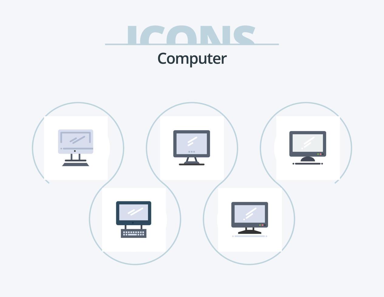 Computer Flat Icon Pack 5 Icon Design. . vector